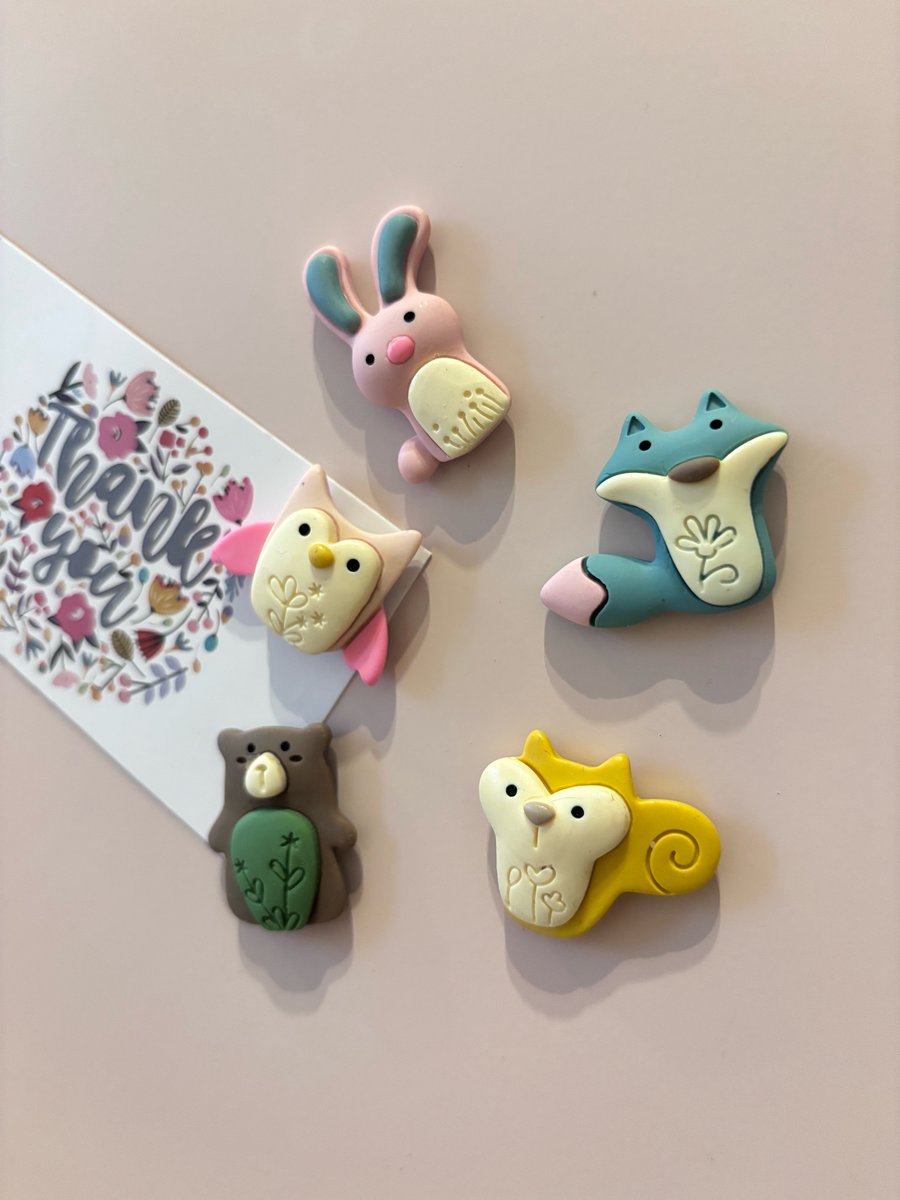 Woodland animals fridge magnets, funky cute magnets 