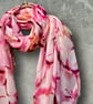 Abstract Light Pink Scarf With Gold Accents Cotton Blend Scarf for Women - Image 4