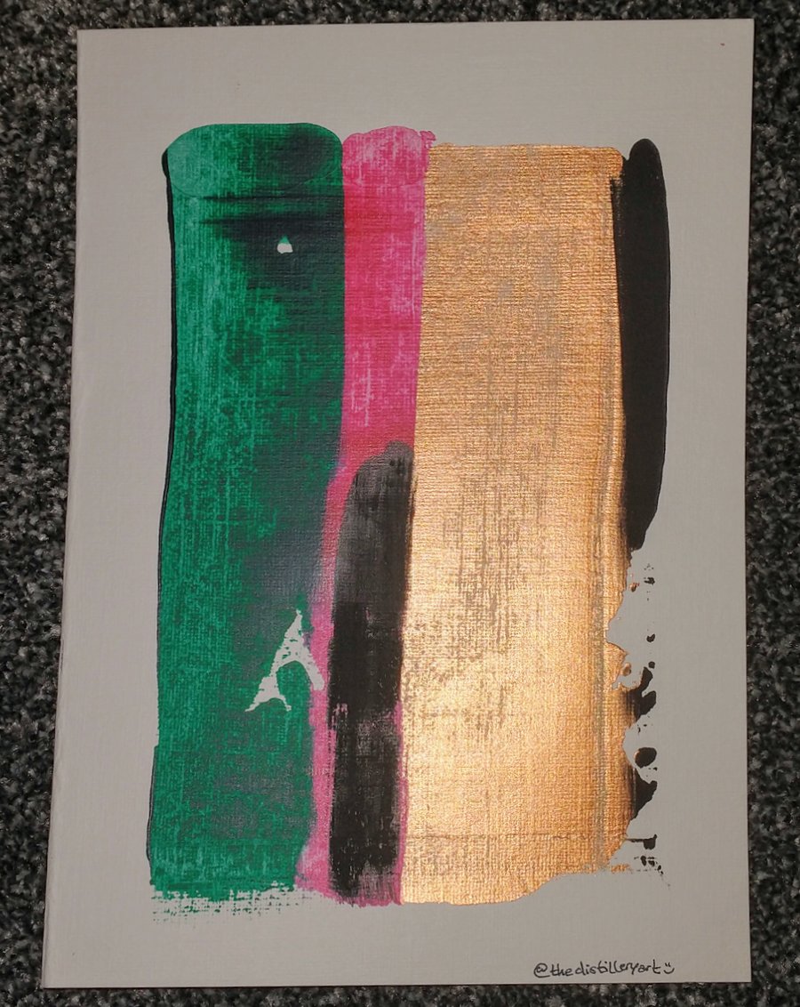 A5 Abstract Acrylic Pull Painting