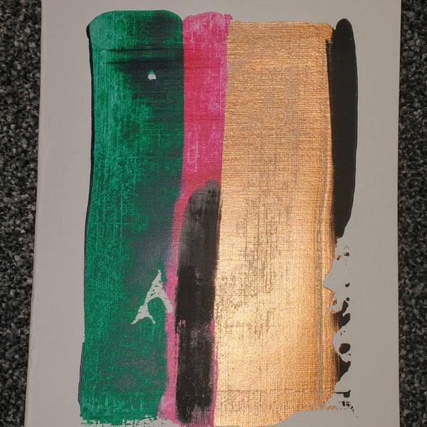 A5 Abstract Acrylic Pull Painting