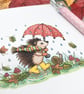 Hedgehog Autumn Walk Card - Blank Card - Birthday Card - Any Occasion  - Image 5