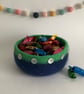FELTED 'FUSSPOT' BOWL, desk tidy . Navy,jade ( with button detail ) . - Image 2