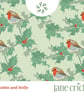 Robin and Holly Christmas Gift Wrap - Vintage Style, Retro Polka Dot - Image 2