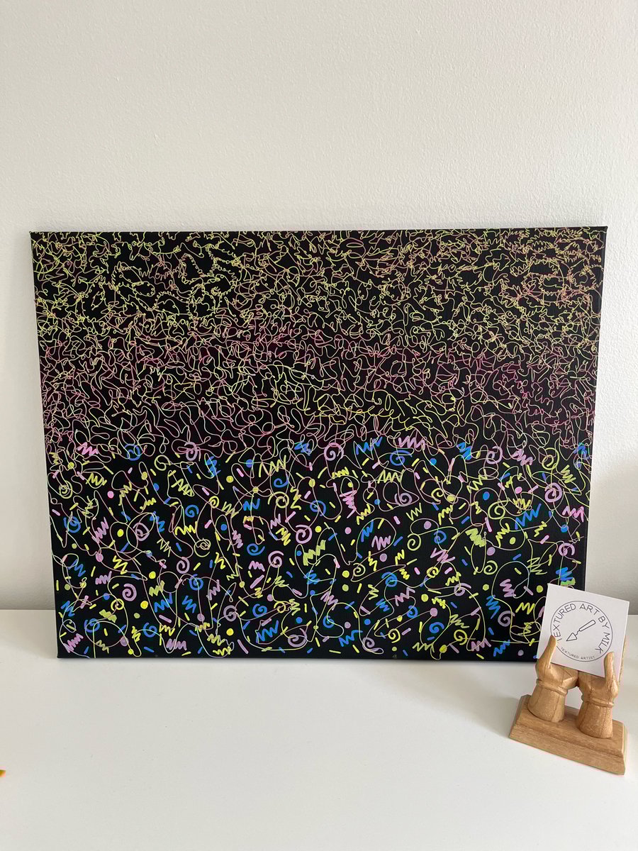 Textured Abstract Canvas Painting Neon Pink and Green 80s 90s Inspired 