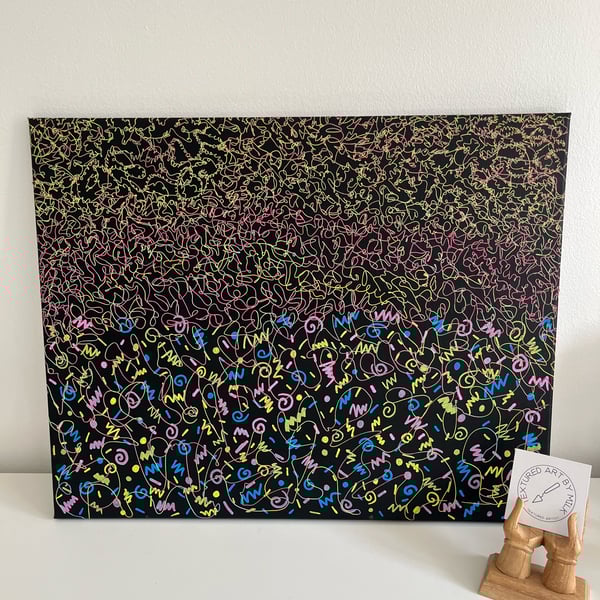 Textured Abstract Canvas Painting Neon Pink and Green 80s 90s Inspired 
