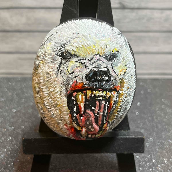 Hand painted Polar Bear stone 