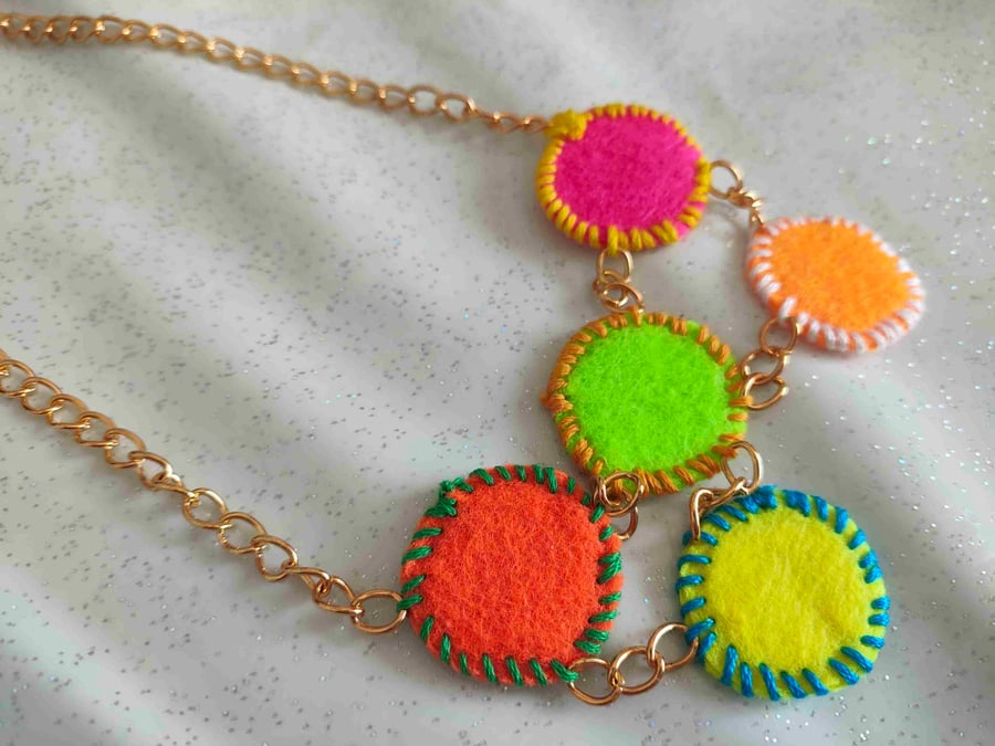 Handmade felt circle necklace