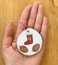 Set of 5 Christmas tree decorations, festive wooden ornaments, baubles or tags - Image 3