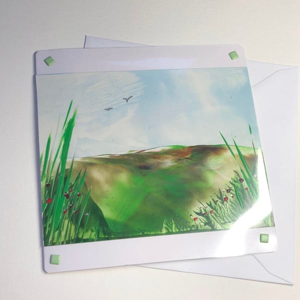 Landscape - Encaustic art wax landscape painting greeting card art