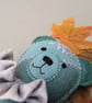 Woodland Teddy bear, crazy patchwork decorative keepsake bear,hanging decoration - Image 4