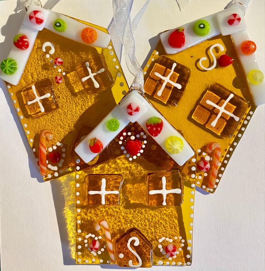 Handmade fused glass gingerbread house Folksy