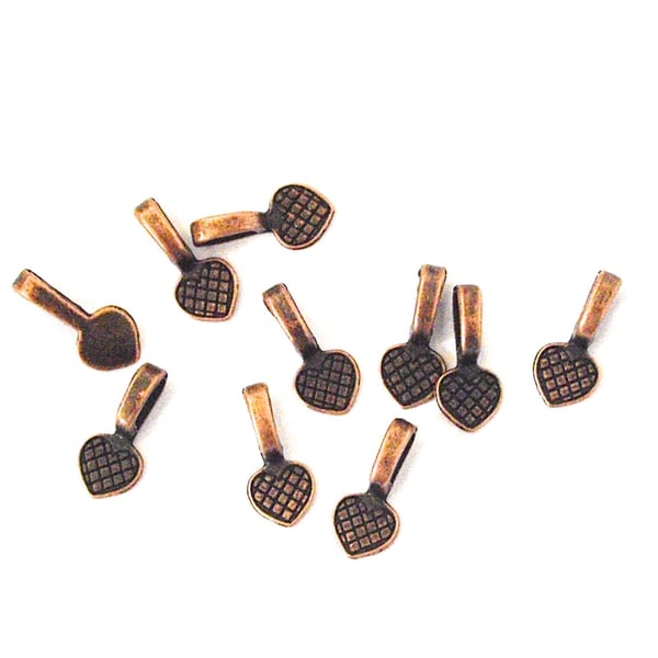 50 x Antiqued Copper Tone Heart Bails