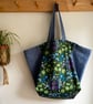 Vintage Fabric Daisy Chain retro print cotton Beach bag tote bag