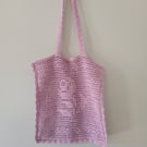 Hand–Crocheted Net Tote Bag with Rose Motif