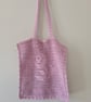 Hand–Crocheted Net Tote Bag with Rose Motif