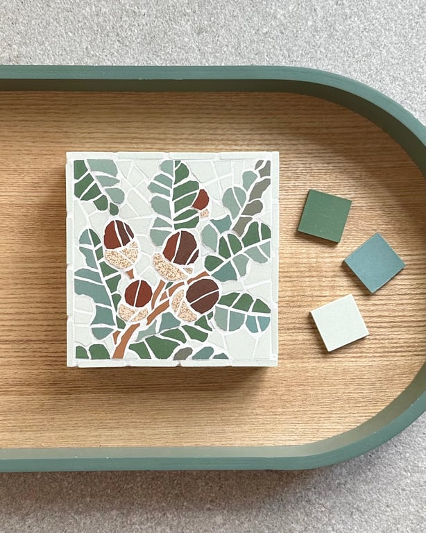 Floral Mosaic Art  - Acorn Mosaic Wall Plaque