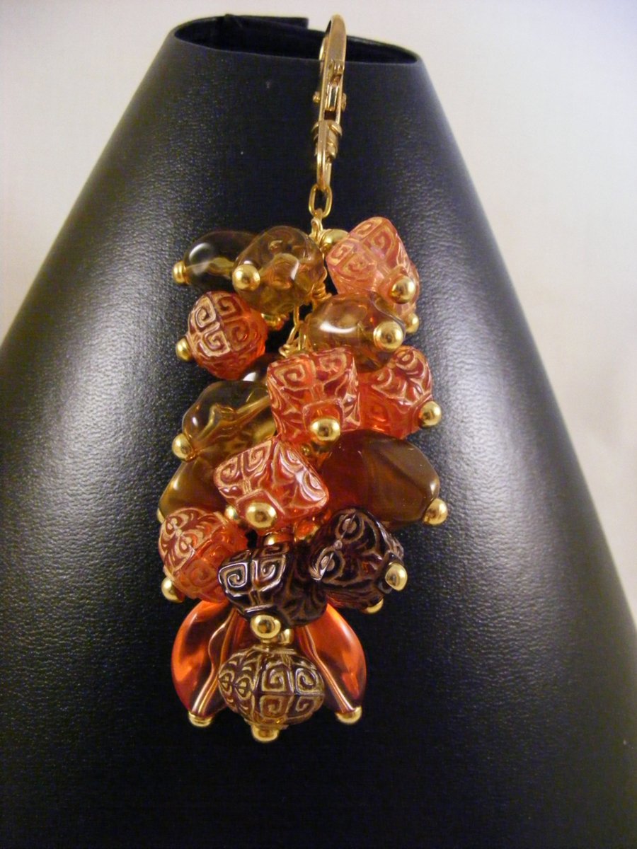 Orange and Brown Acrylic Bag Charm
