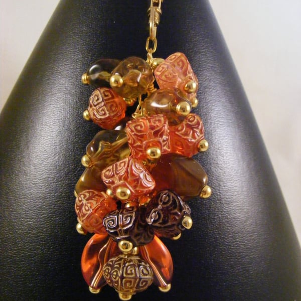 Orange and Brown Acrylic Bag Charm