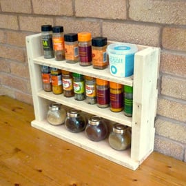 Rustic Wooden Spice Rack - Natural Finish