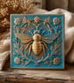 Bee Wall Plaque, 3x3 Faux Copper Resin Cottagecore Wall Decor
