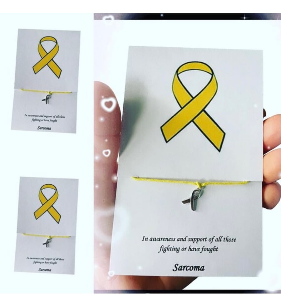 In awareness and support of sarcoma wish bracelets set of 6 set yellow ribbon 