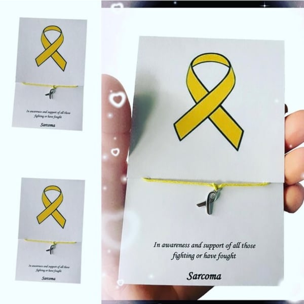 In awareness and support of sarcoma wish bracelets set of 6 set yellow ribbon 