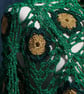 Crochet triangular shawl in sparkly gold, dark green and emerald - design LF433 - Image 7