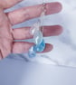 Blue and white teardrop earrings -  - 18k gold plate cubic zirconia earrings - Image 4