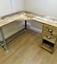 Rustic Desk Corner Two board Mitre Desk with under desk Cupboard, Storage Unit T - Image 3