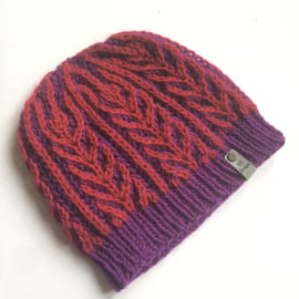 Hand knitted beanie hat 