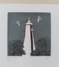 Limited edition reduction Linoprint the tall light  - Image 2