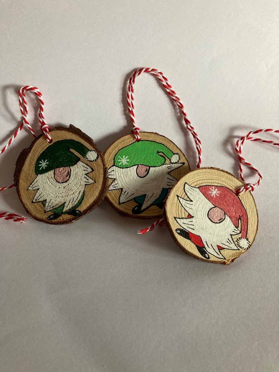 Set of 3 hand painted Christmas gnomes