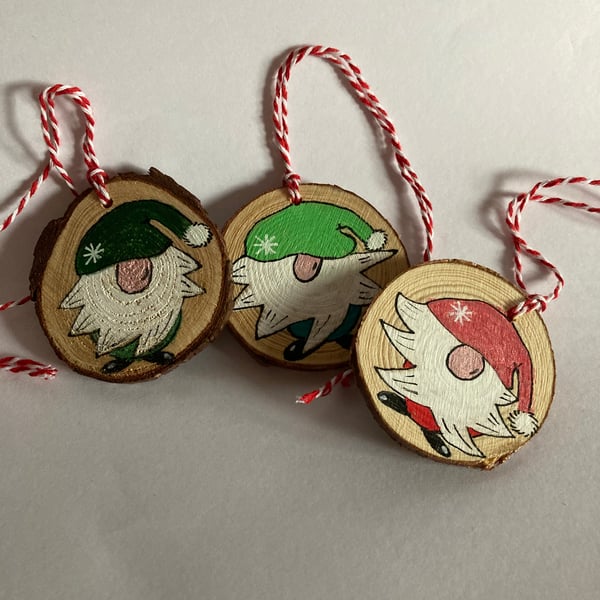 Set of 3 hand painted Christmas gnomes