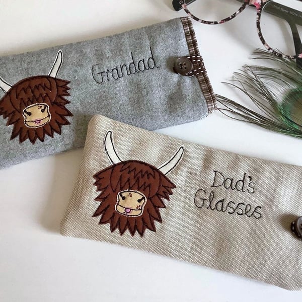 Highland Cow Coo Personalised Sunglasses Case - Custom Christmas Gift