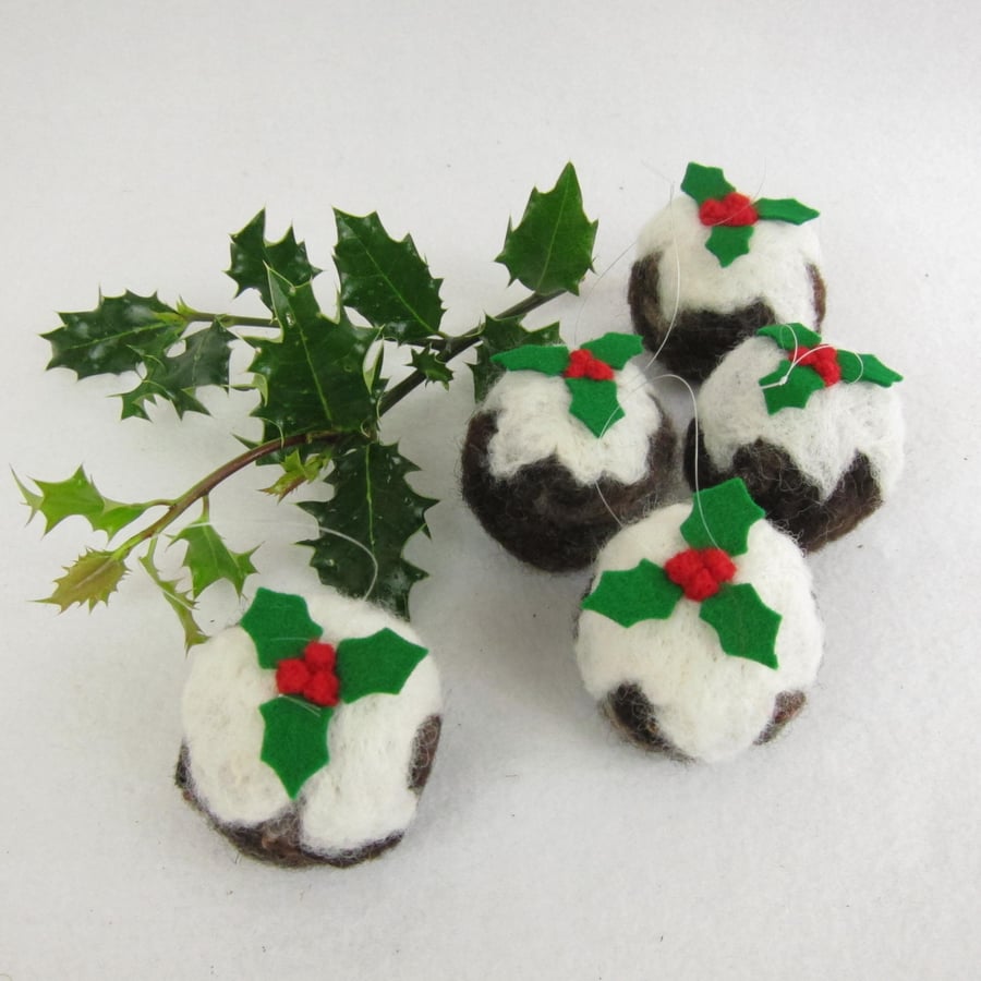 Needle felted christmas pudding decoration