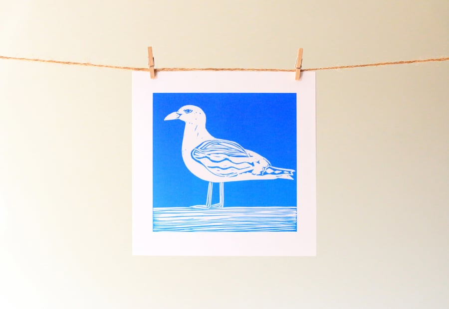 'Blue seagull' greetings card