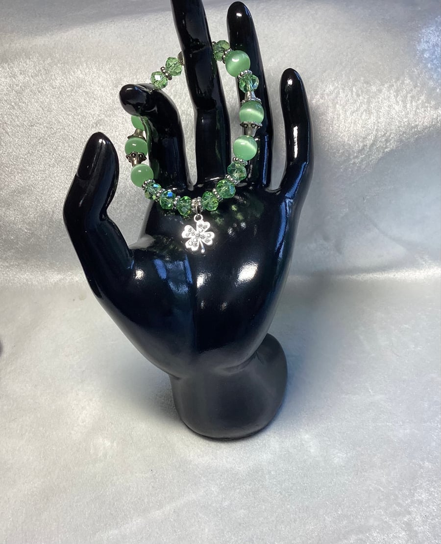 Stretch bracelet, green bracelet, tree of life, 