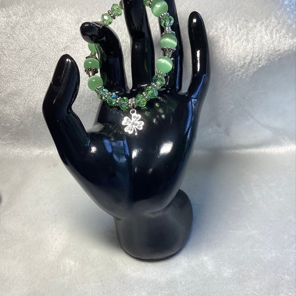 Stretch bracelet, green bracelet, tree of life, 