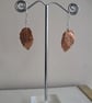 Copper leaf earrings with sterling silver - Image 4
