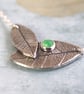 Silver Leaf Pendant with Chrysoprase Gem stone - Image 4