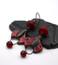 red lampwork glass earrings, copper and ceramic