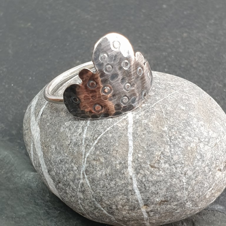Sterling silver cloud ring, Weather lovers gift
