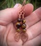 Tigers eye and copper earring featuring leaf style drop - Image 6