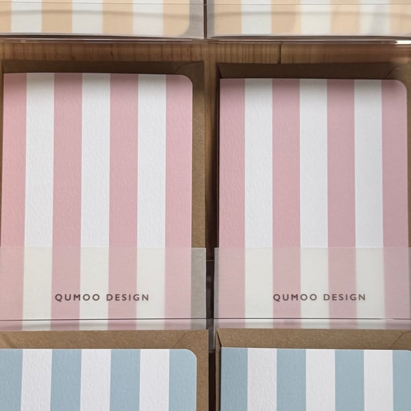 Stripes cards pink blue yellow birthday anniversary new baby wedding (QM230)