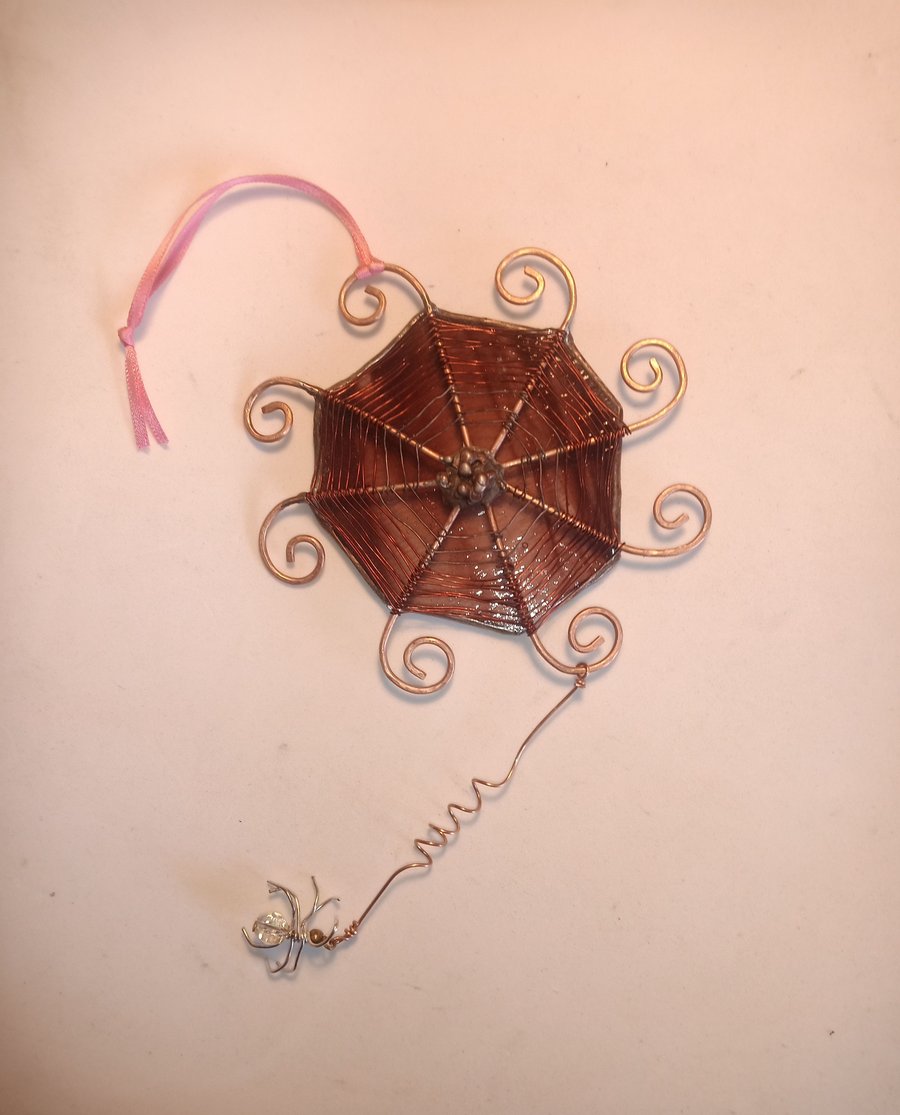 Spider Web Stained Glass   Sun Catcher Hanging Decoration