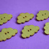Wooden Cloud Buttons Green and White Zig Zag 6pk 30x20mm (CD5)