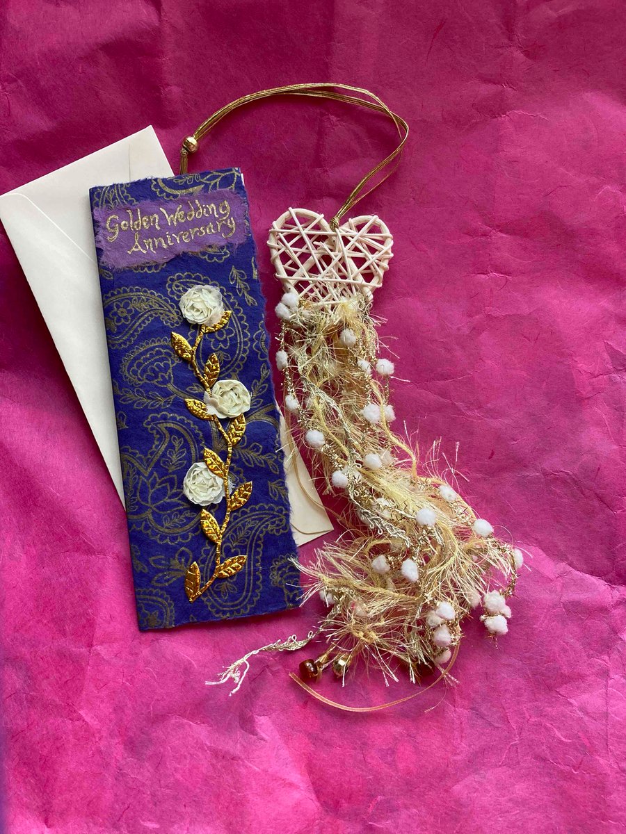 Golden wedding card and gift