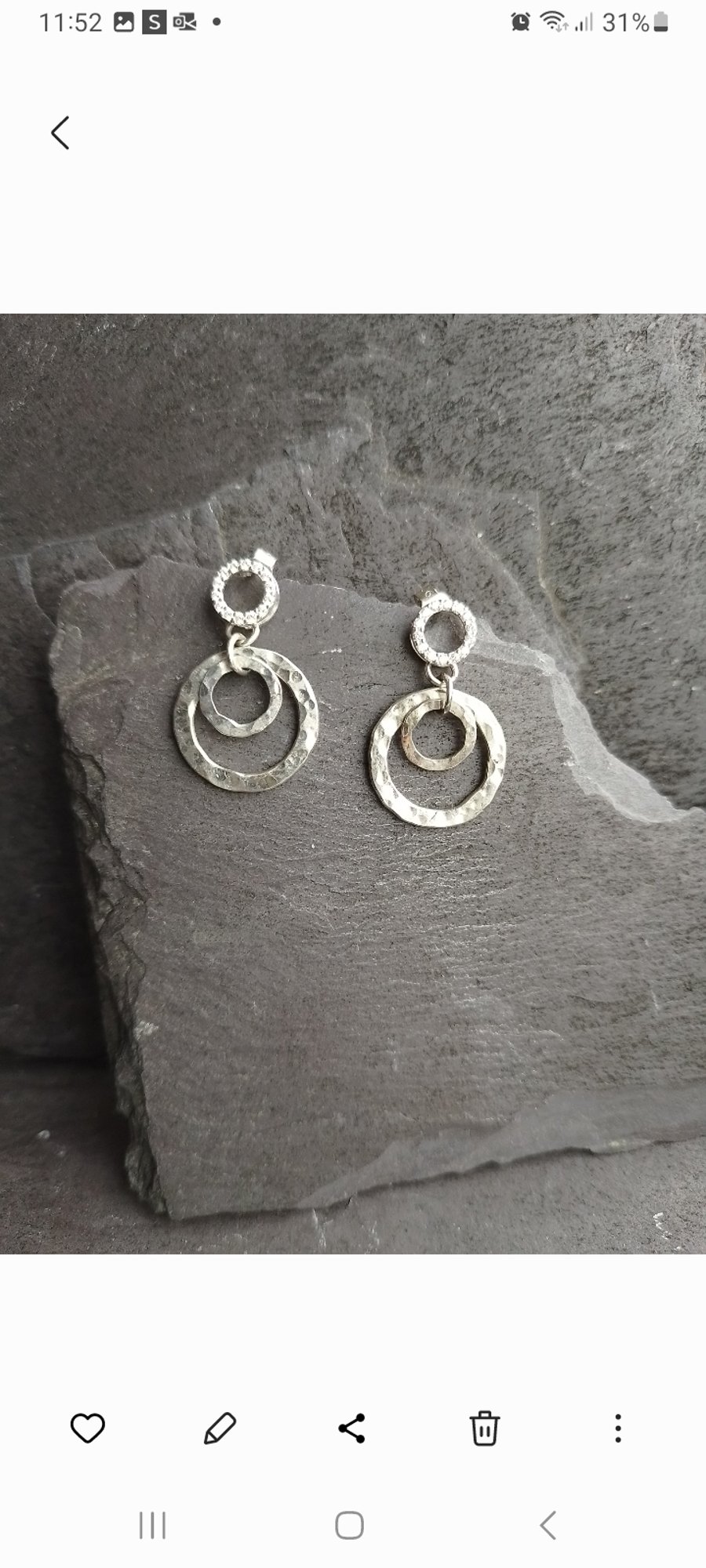 Textured sterling silver, dropper earrings 