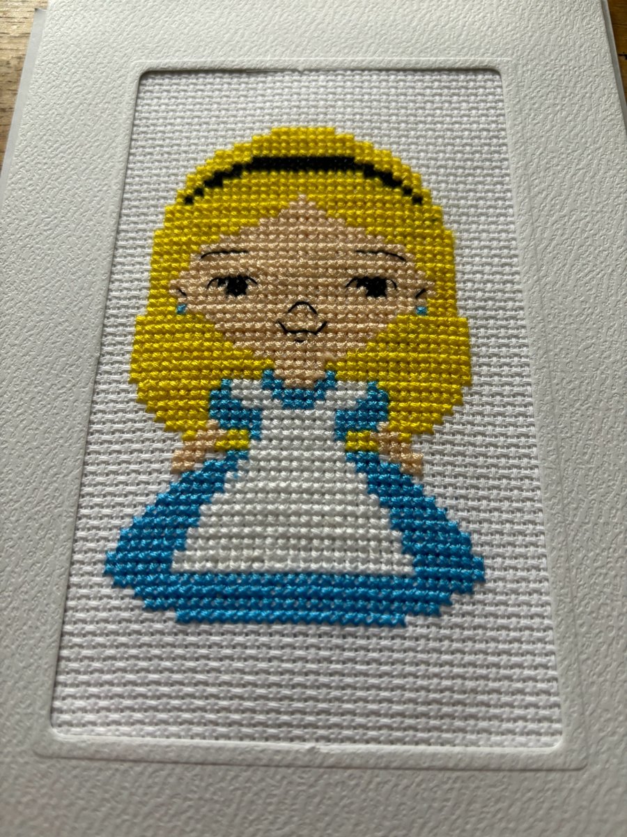 Alice cross stitch card 