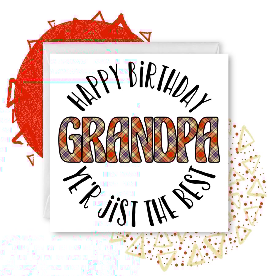 Happy Birthday Grandpa Tartan Doric Greetings Card